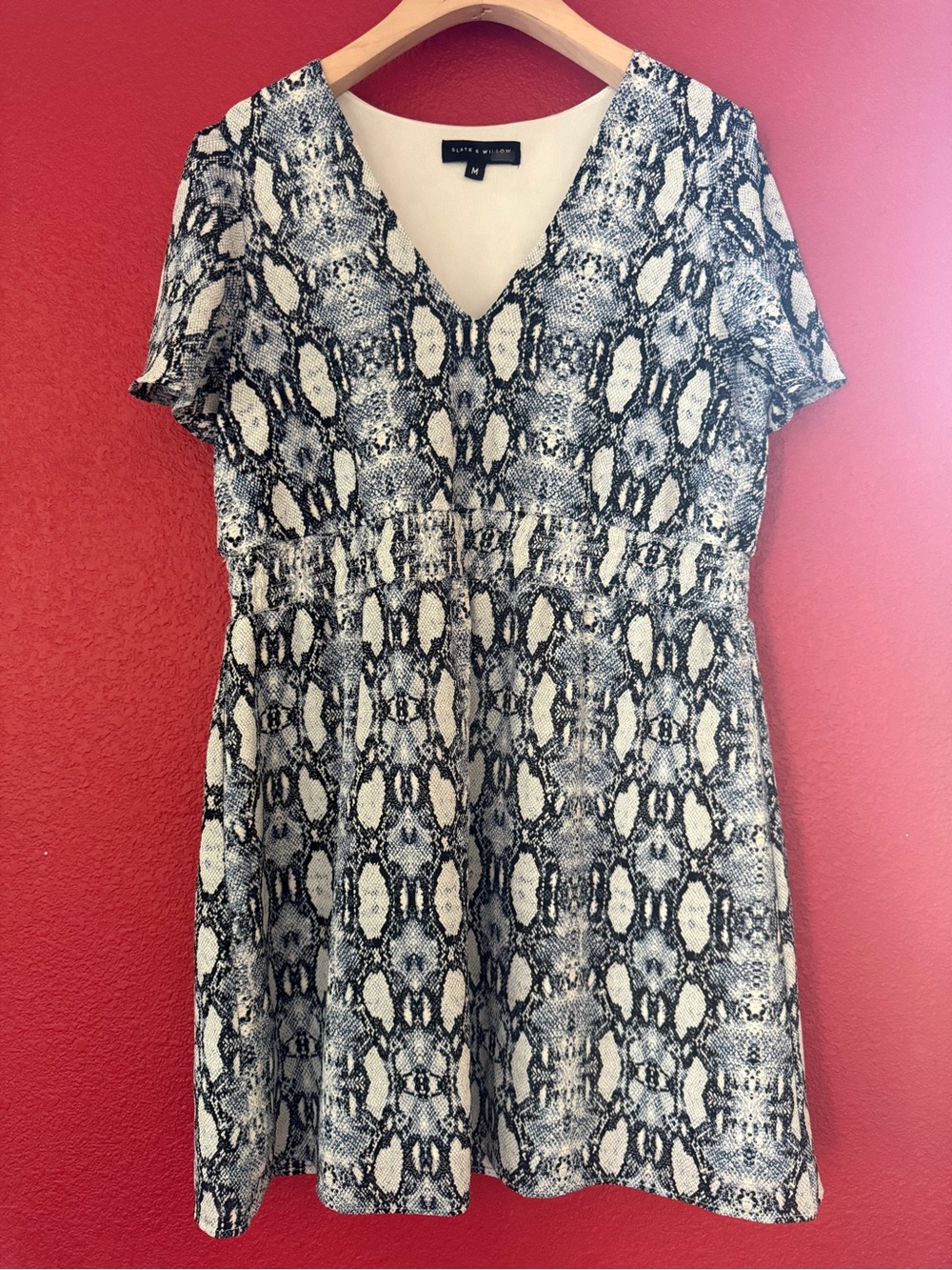 Slate & Willow Black and White Snake-Print Mini Dress